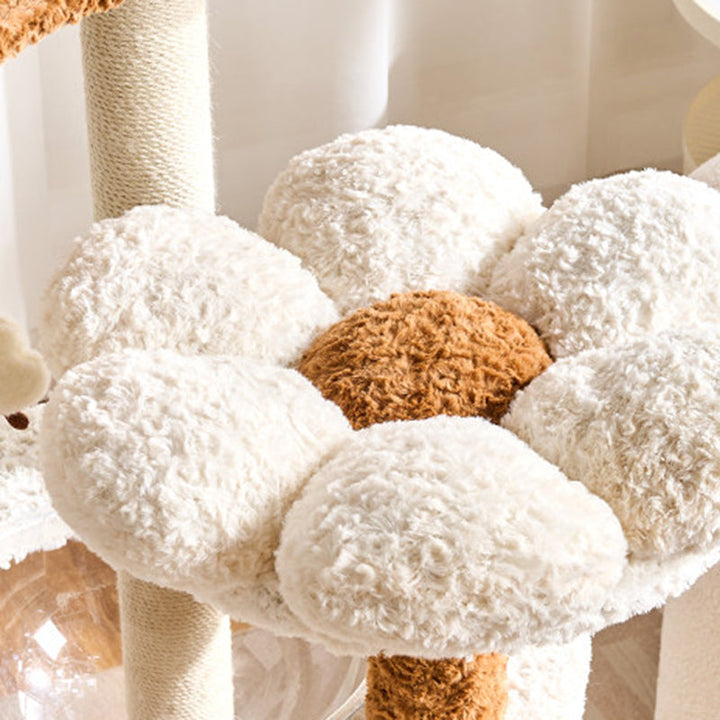 Scandinavian 5-Tier Cat Tree with Velvet Fabric and Hemp Rope-Orizon Depot