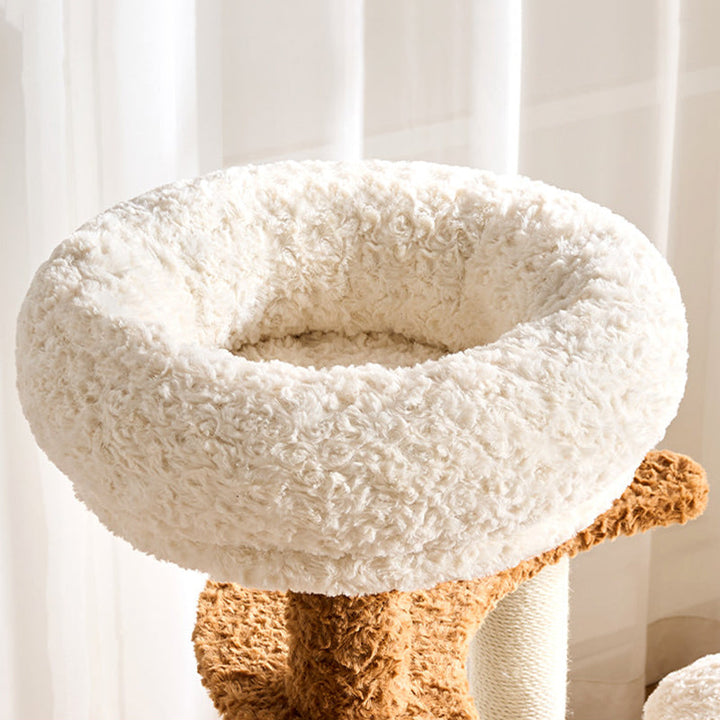 Scandinavian 5-Tier Cat Tree with Velvet Fabric and Hemp Rope-Orizon Depot