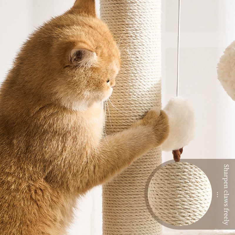 Scandinavian 5-Tier Cat Tree with Velvet Fabric and Hemp Rope-Orizon Depot