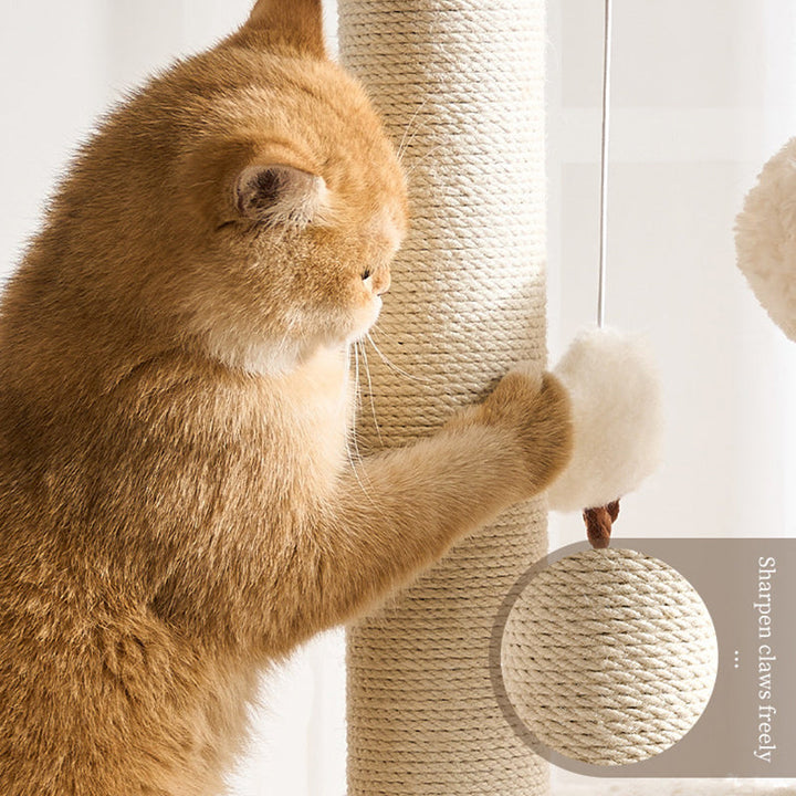 Scandinavian 5-Tier Cat Tree with Velvet Fabric and Hemp Rope-Orizon Depot