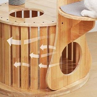 Modern Minimalist MDF Felt Round Cat Tree with Condos and Scratching Board-Orizon Depot
