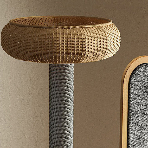 Modern Minimalist MDF Felt Round Cat Tree with Condos and Scratching Board-Orizon Depot