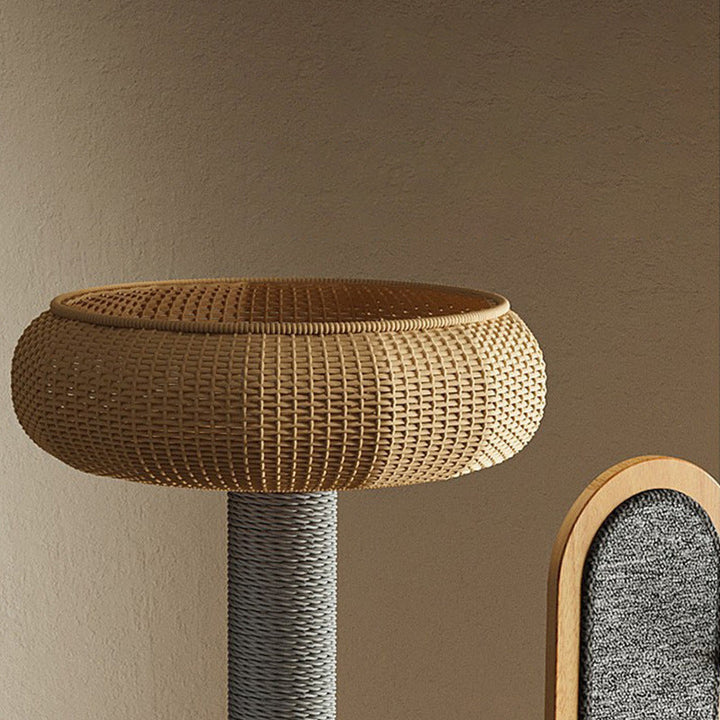 Modern Minimalist MDF Felt Round Cat Tree with Condos and Scratching Board-Orizon Depot