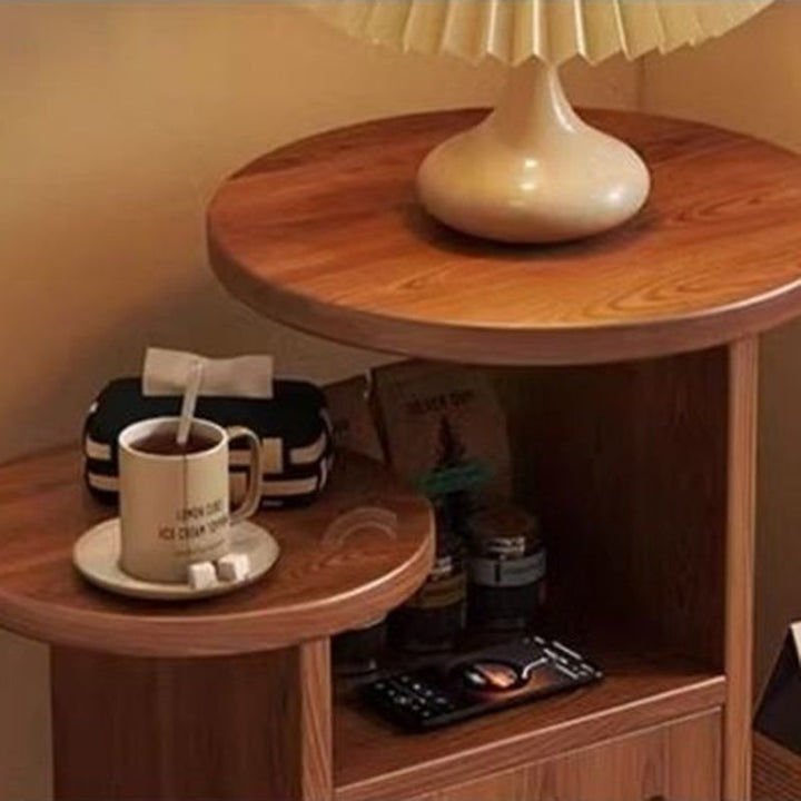 Modern Round Cat Bed with Pine Wood Nightstand - 3-Tier Bedroom Design-Orizon Depot