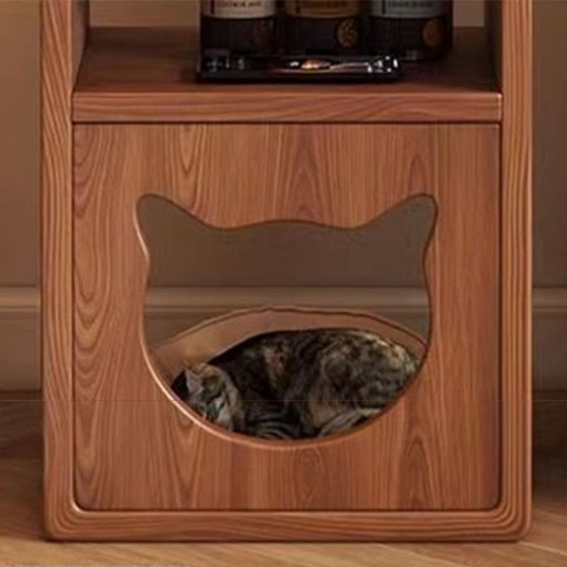 Modern Round Cat Bed with Pine Wood Nightstand - 3-Tier Bedroom Design-Orizon Depot