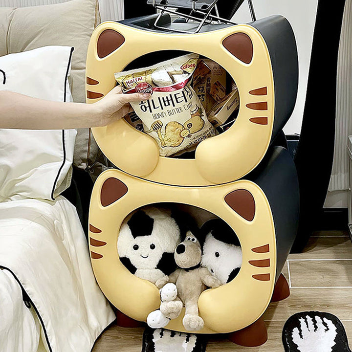 Modern Cartoon Cat Nightstand with Storage for Kids' Bedroom-Orizon Depot