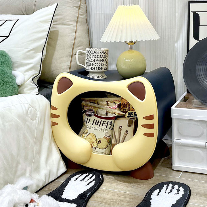 Modern Cartoon Cat Nightstand with Storage for Kids' Bedroom-Orizon Depot