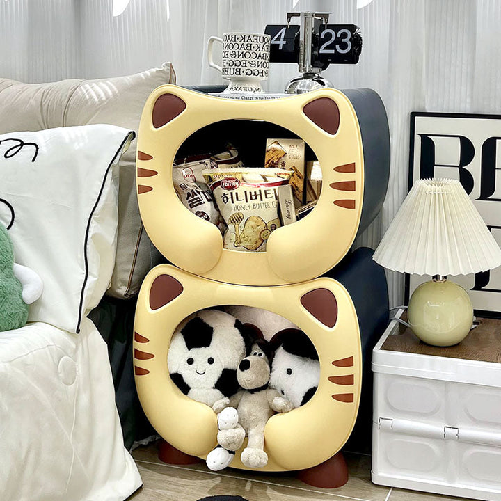 Modern Cartoon Cat Nightstand with Storage for Kids' Bedroom-Orizon Depot