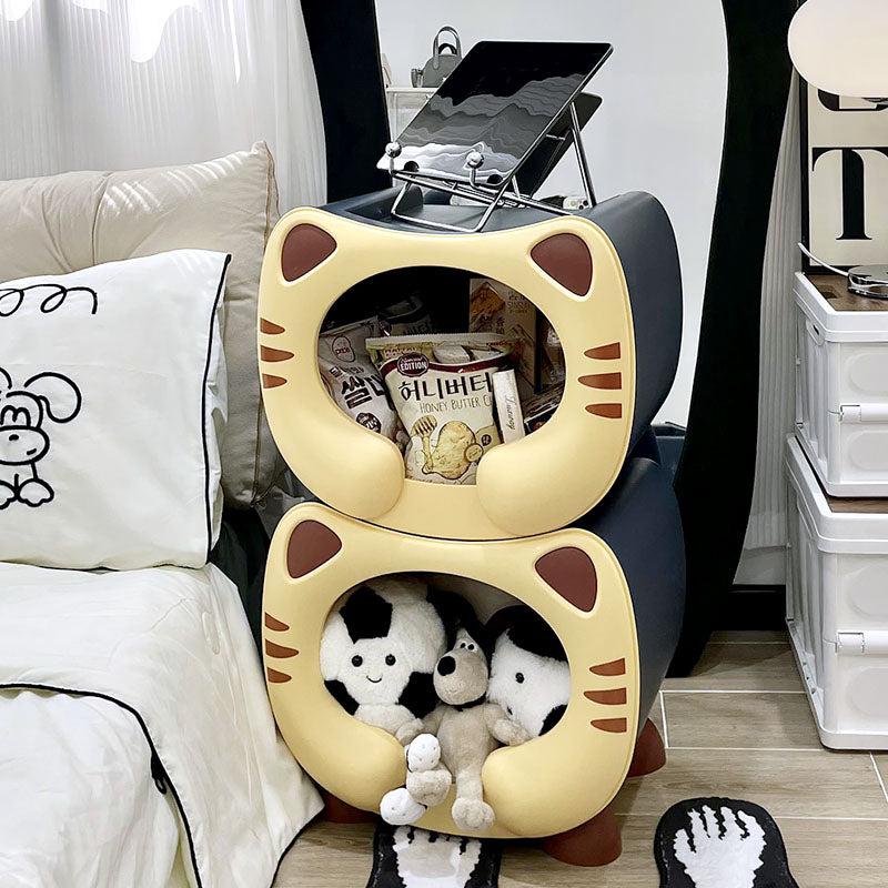Modern Cartoon Cat Nightstand with Storage for Kids' Bedroom-Orizon Depot