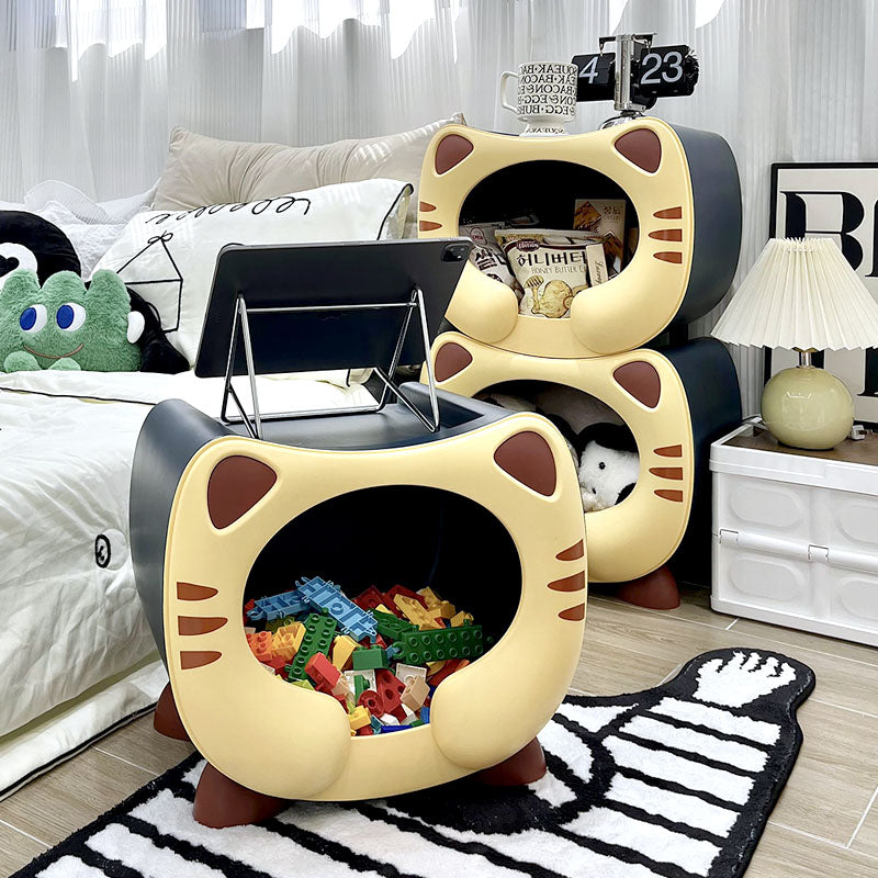 Modern Cartoon Cat Nightstand with Storage for Kids' Bedroom-Orizon Depot