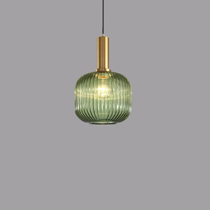 Modern Minimalist Striped Glass Lantern 1-Light Hanging Lamp-Orizon Depot