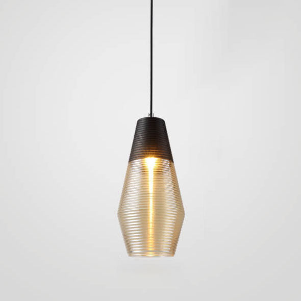 Modern Ribbed Glass 1 -Light Pendant Lamp-Orizon Depot