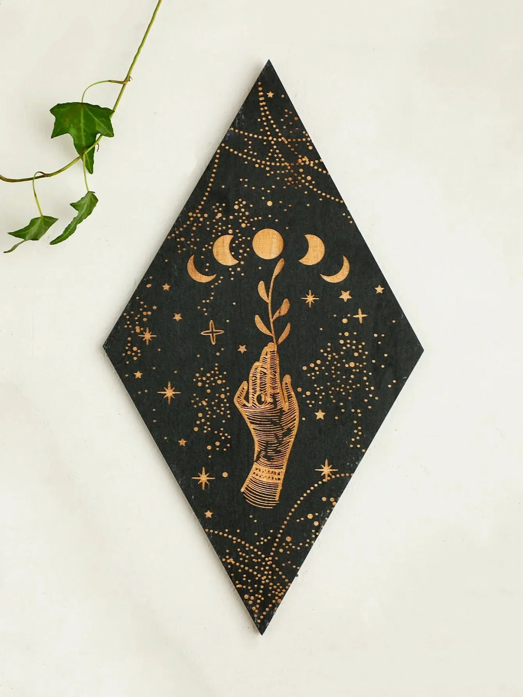 Black Moon Phases Wooden Wall Art - Boho Home Decor Tapestry Gift-Orizon Depot