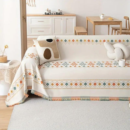 Bohemian Tassel Cotton Blend Sofa Cover-Orizon Depot
