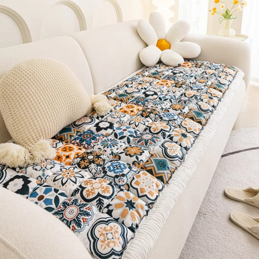 Bohemian Printed Quilted Sofa Cover for Stylish Home Decor-Orizon Depot