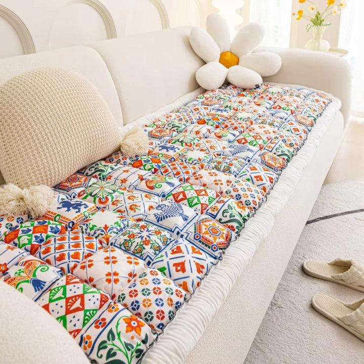 Bohemian Printed Quilted Sofa Cover for Stylish Home Decor-Orizon Depot