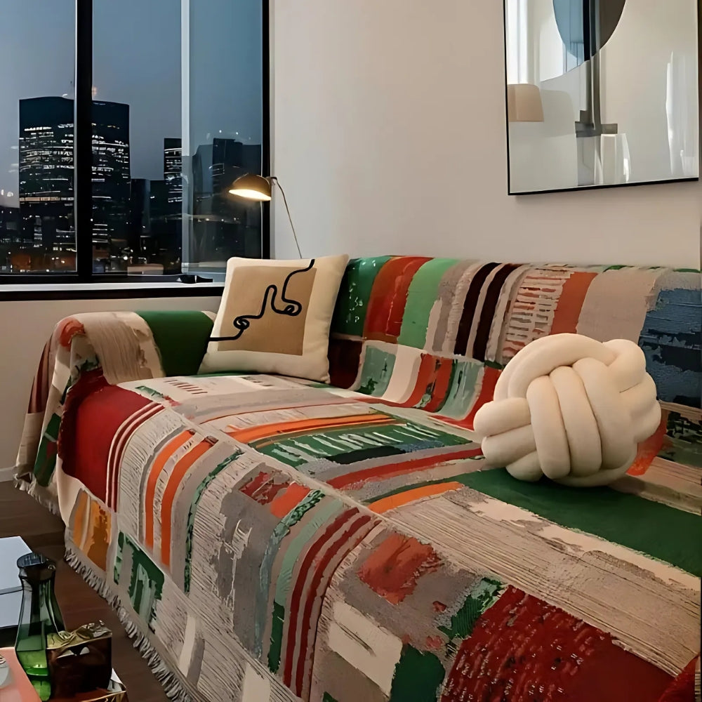 Bohemian Rustic Geometric Sofa Cover for Stylish Home Decor-Orizon Depot