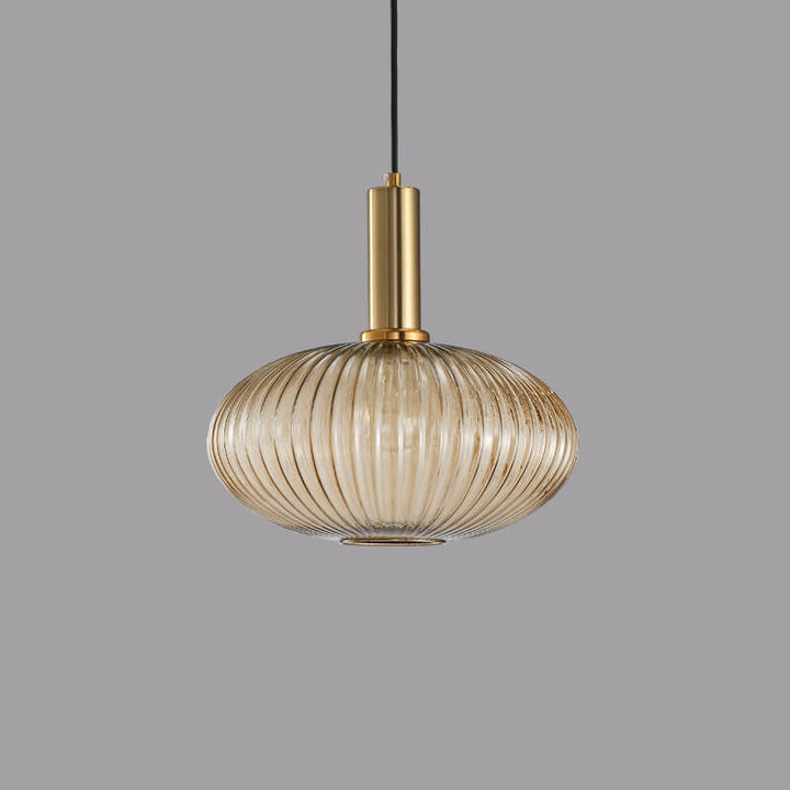Modern Minimalist Striped Glass Lantern 1-Light Hanging Lamp-Orizon Depot