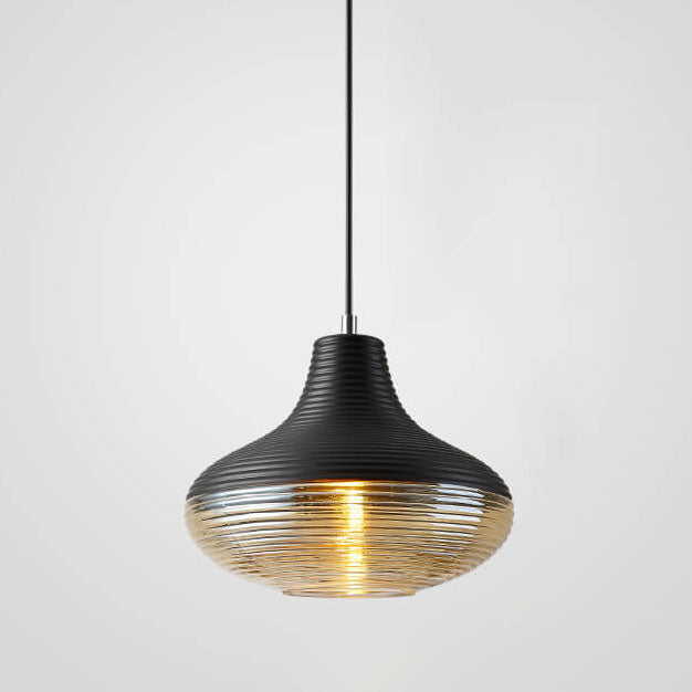 Modern Ribbed Glass 1 -Light Pendant Lamp-Orizon Depot