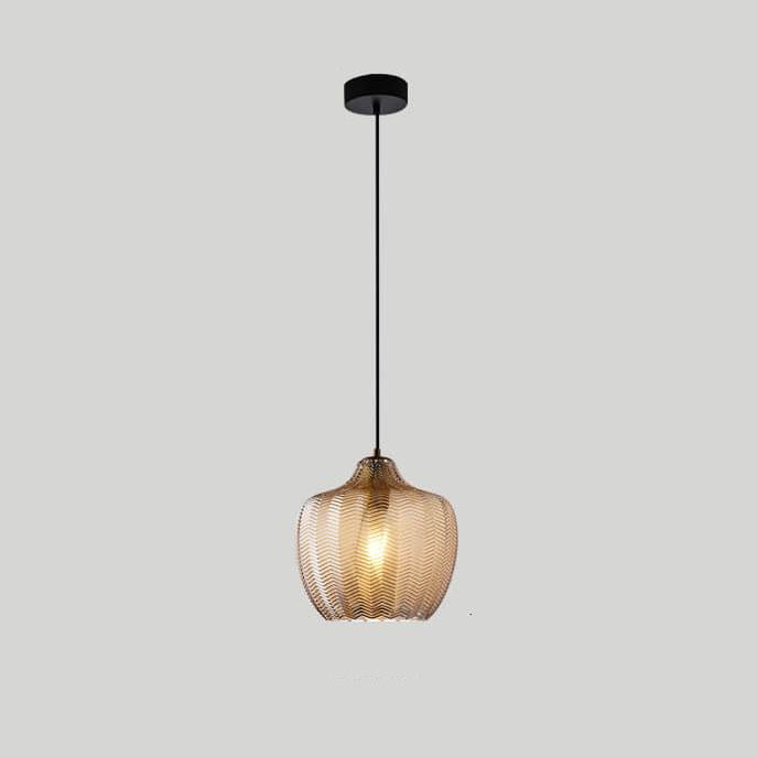 Nordic Wavy Glass Barrel Pendant Lamp-Orizon Depot