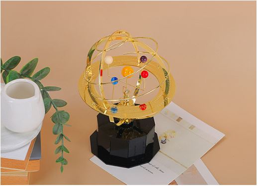Handcrafted Mechanical Brass Solar System Replica Model (5 Planets)-Orizon Depot