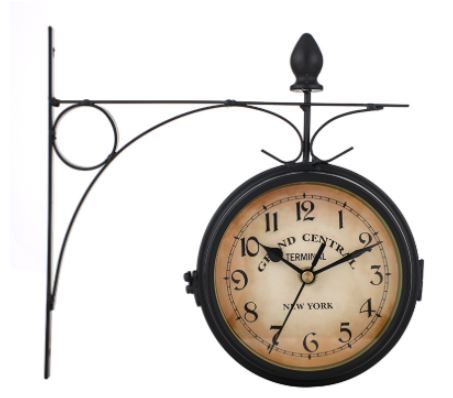 Black Double-Sided Outdoor Railway Clock - Stylish Timepiece-Orizon Depot