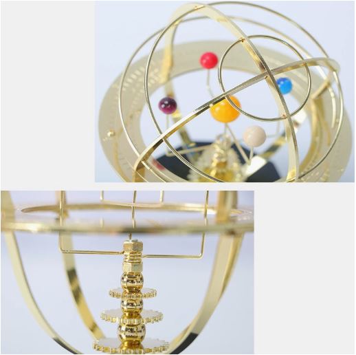 Handcrafted Mechanical Brass Solar System Replica Model (5 Planets)-Orizon Depot