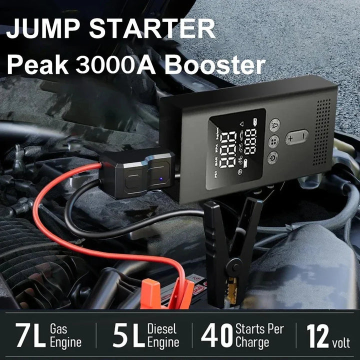 Car Jump Starter with Air Pump, 3000A, 150 PSI, LED Light-Orizon Depot