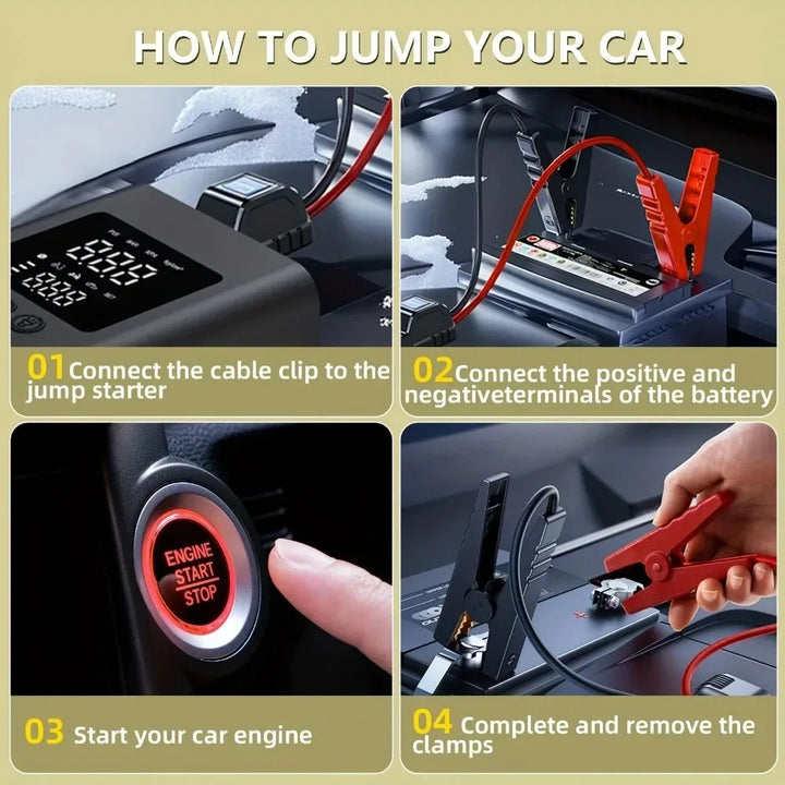 Car Jump Starter with Air Pump, 3000A, 150 PSI, LED Light-Orizon Depot