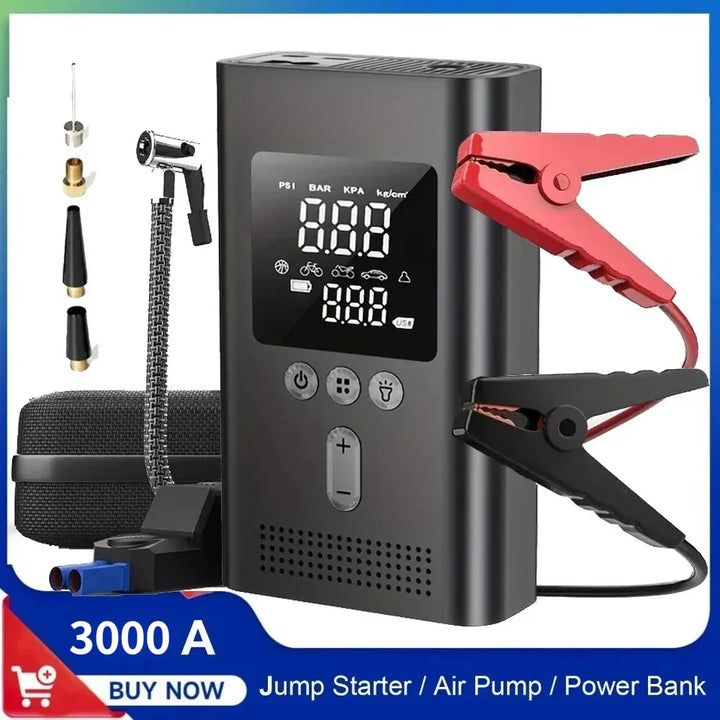 Car Jump Starter with Air Pump, 3000A, 150 PSI, LED Light-Orizon Depot