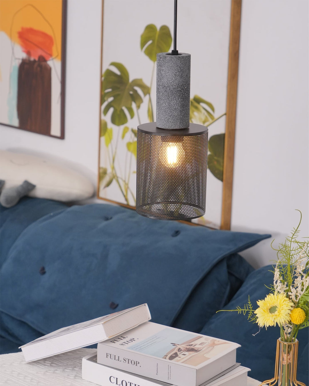 Industrial LED Pendant Light | Modern Concrete Hanging Fixture