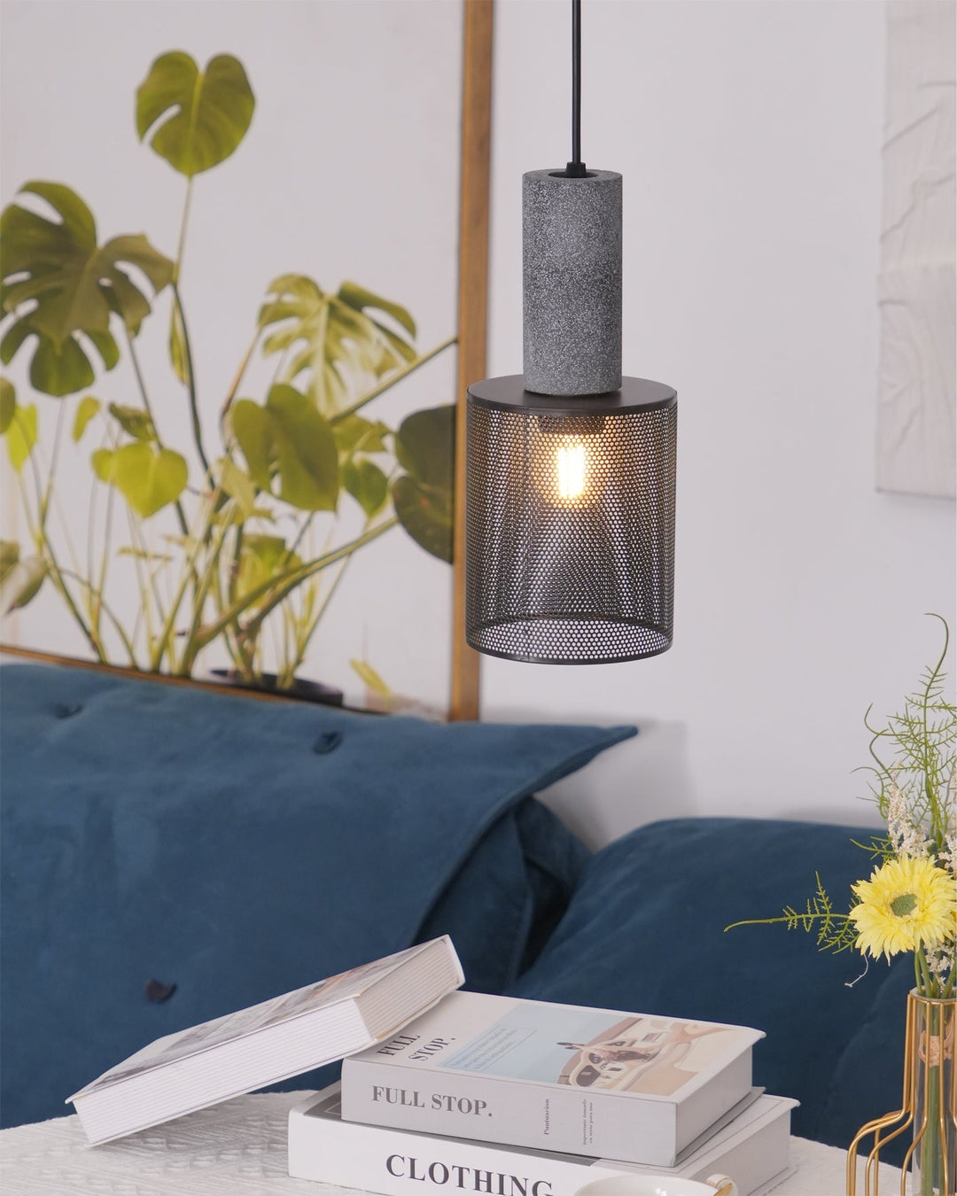 Industrial LED Pendant Light | Modern Concrete Hanging Fixture