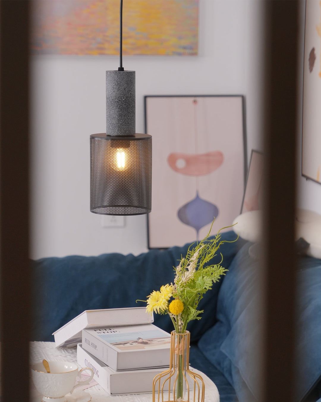 Industrial LED Pendant Light | Modern Concrete Hanging Fixture