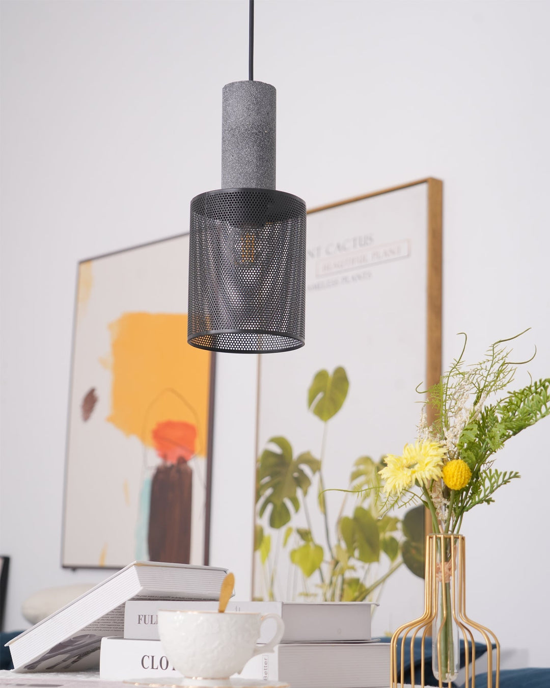 Industrial LED Pendant Light | Modern Concrete Hanging Fixture