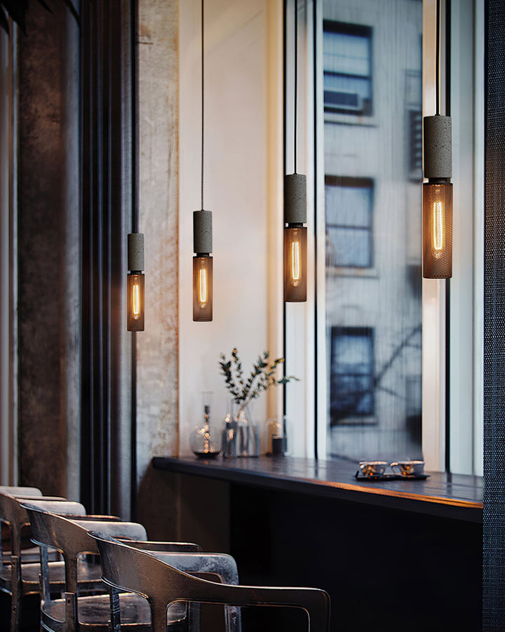 Industrial LED Pendant Light | Modern Concrete Hanging Fixture