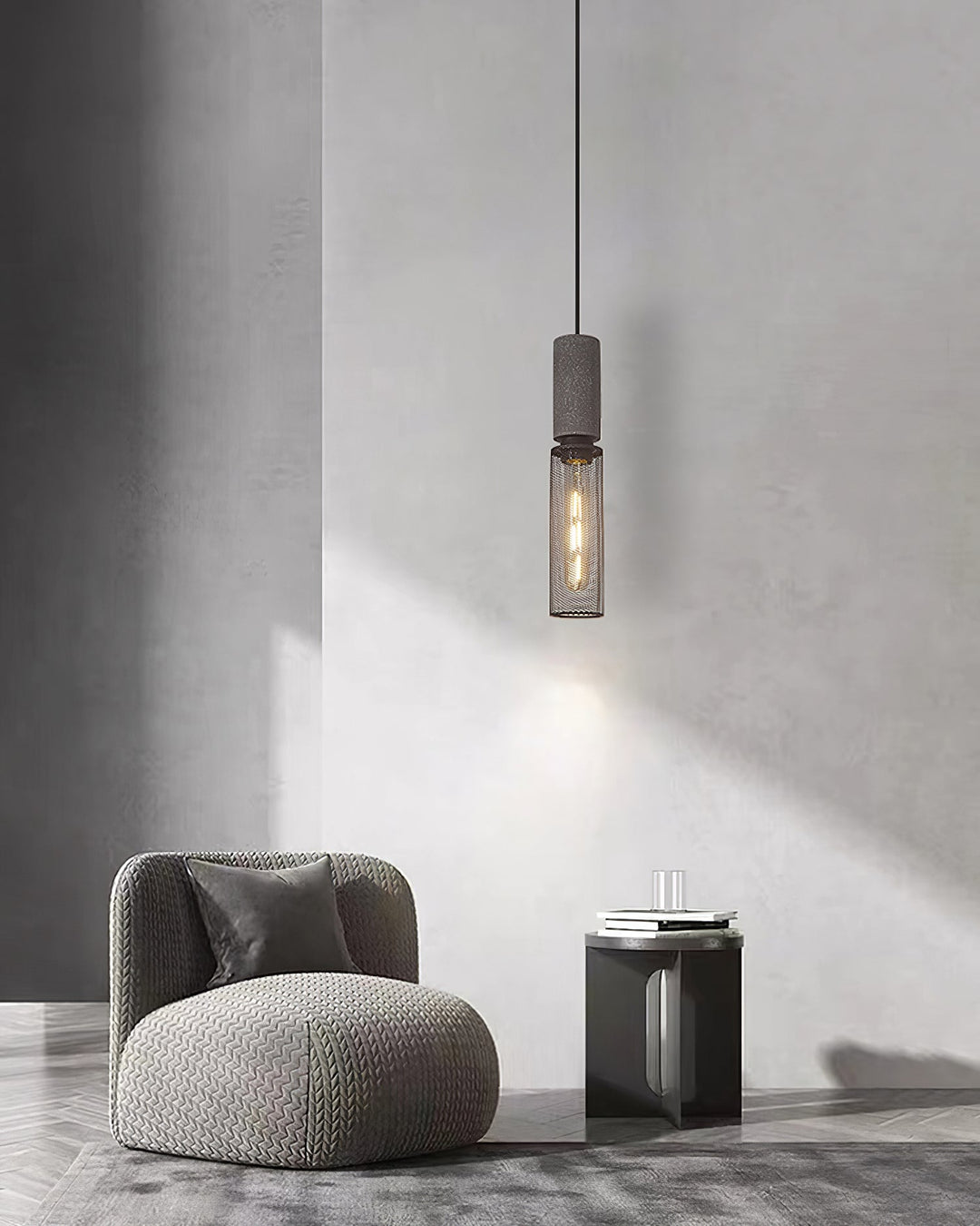 Industrial LED Pendant Light | Modern Concrete Hanging Fixture
