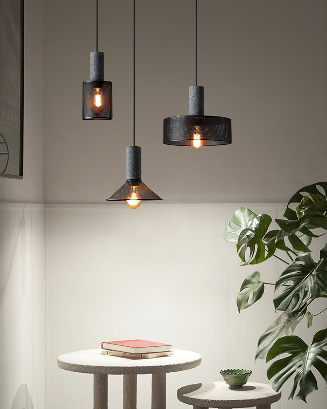 Industrial LED Pendant Light | Modern Concrete Hanging Fixture