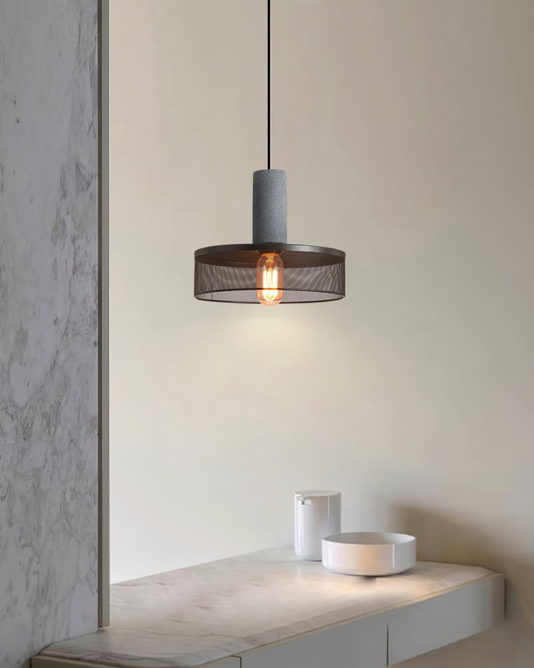 Industrial LED Pendant Light | Modern Concrete Hanging Fixture
