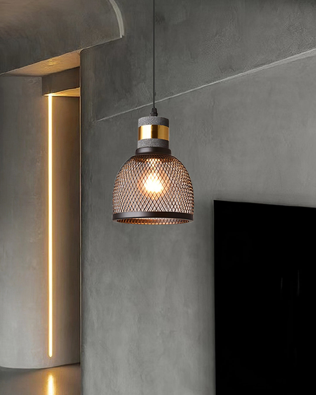 Industrial LED Pendant Light | Modern Concrete Hanging Fixture