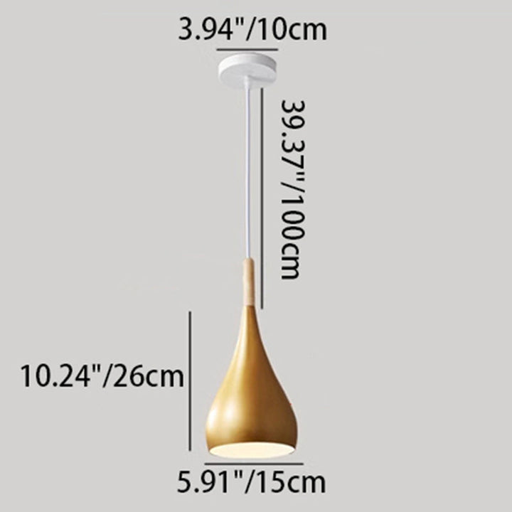 Contemporary Nordic Iron Wood Aluminum Gourd Water Drop 1-Light Hanging Lamp For Dining Room-Orizon Depot