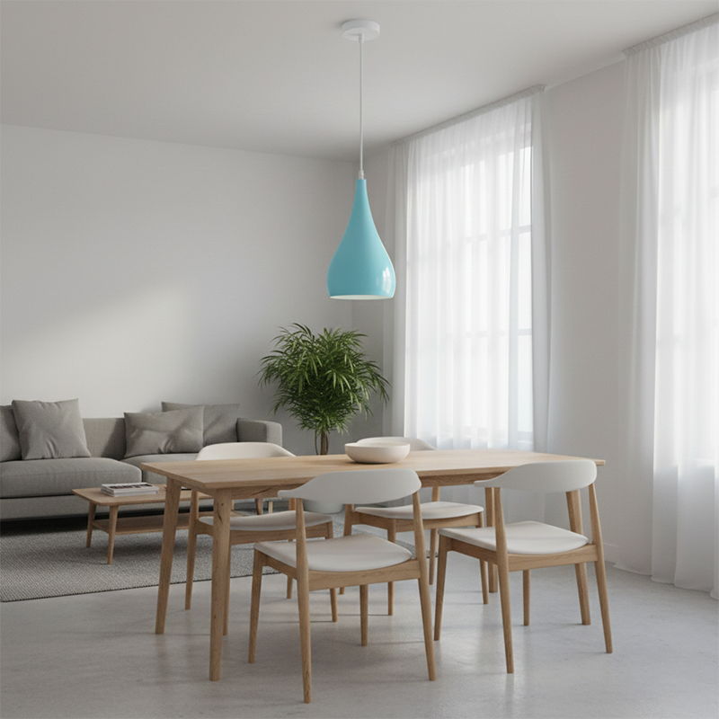 Contemporary Nordic Iron Wood Aluminum Gourd Water Drop 1-Light Hanging Lamp For Dining Room-Orizon Depot