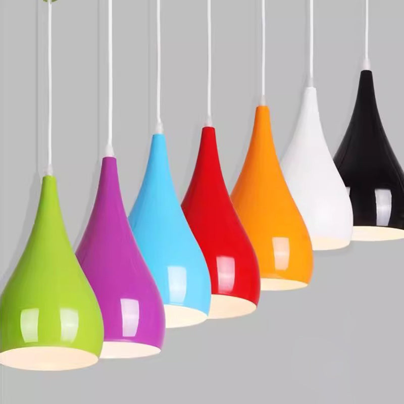 Contemporary Nordic Iron Wood Aluminum Gourd Water Drop 1-Light Hanging Lamp For Dining Room-Orizon Depot