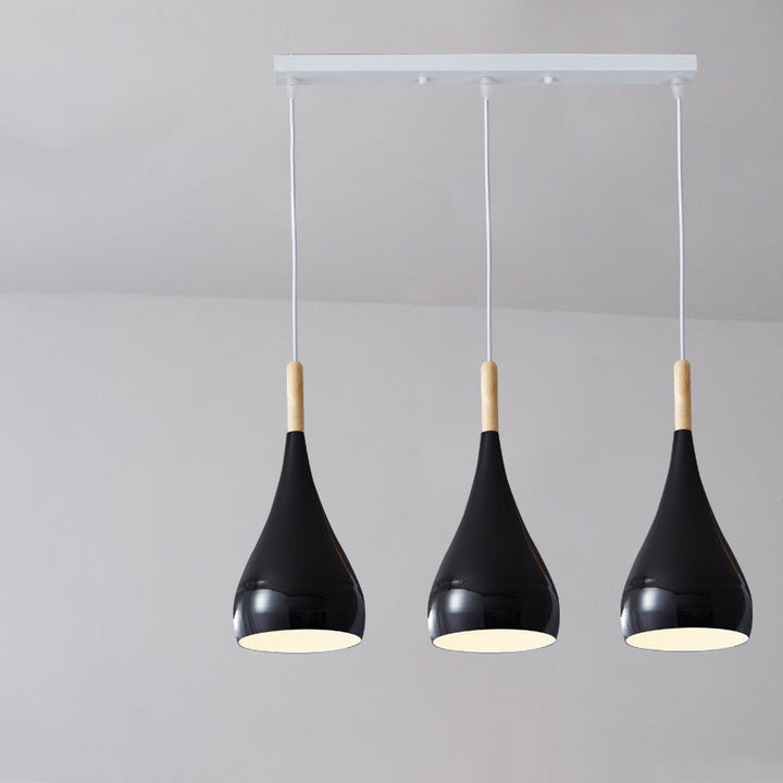 Contemporary Nordic Iron Wood Aluminum Gourd Water Drop 1-Light Hanging Lamp For Dining Room-Orizon Depot