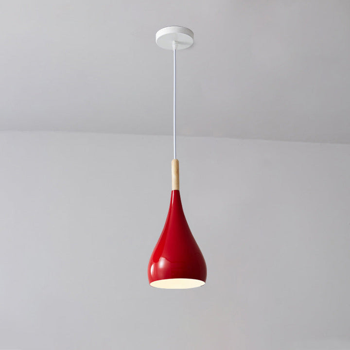 Contemporary Nordic Iron Wood Aluminum Gourd Water Drop 1-Light Hanging Lamp For Dining Room-Orizon Depot