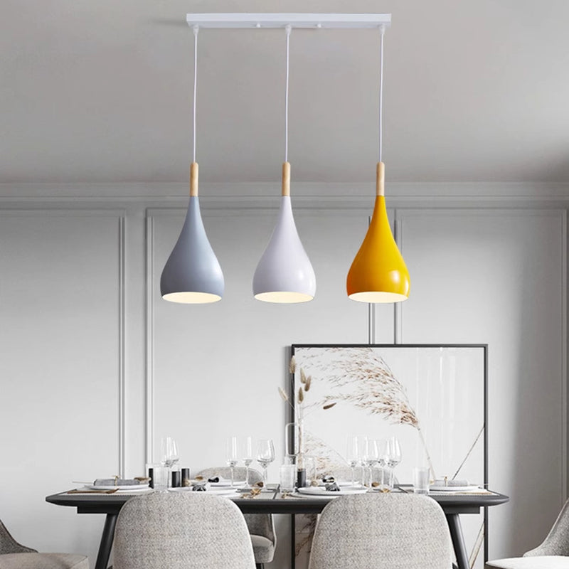 Contemporary Nordic Iron Wood Aluminum Gourd Water Drop 1-Light Hanging Lamp For Dining Room-Orizon Depot