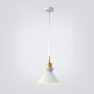 Contemporary Nordic Oak Wood Iron Bell Pendant Light-Orizon Depot
