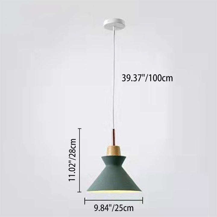 Contemporary Nordic Oak Wood Iron Bell Pendant Light-Orizon Depot