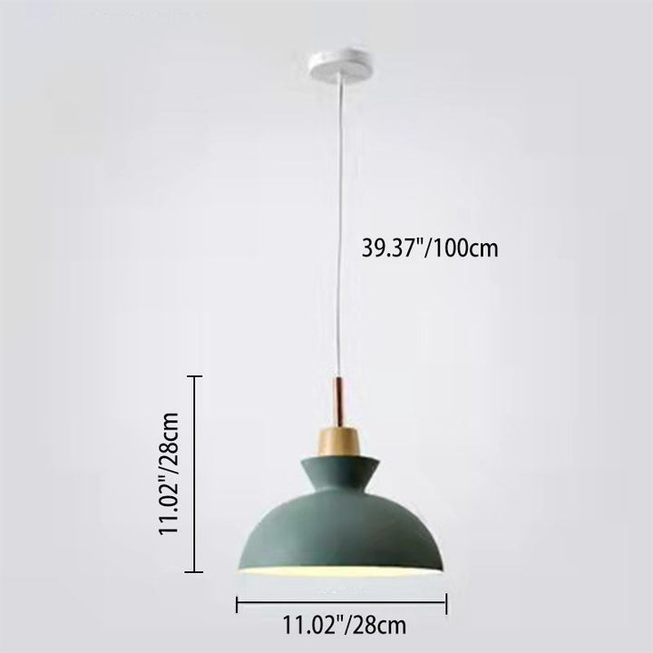 Contemporary Nordic Oak Wood Iron Bell Pendant Light-Orizon Depot