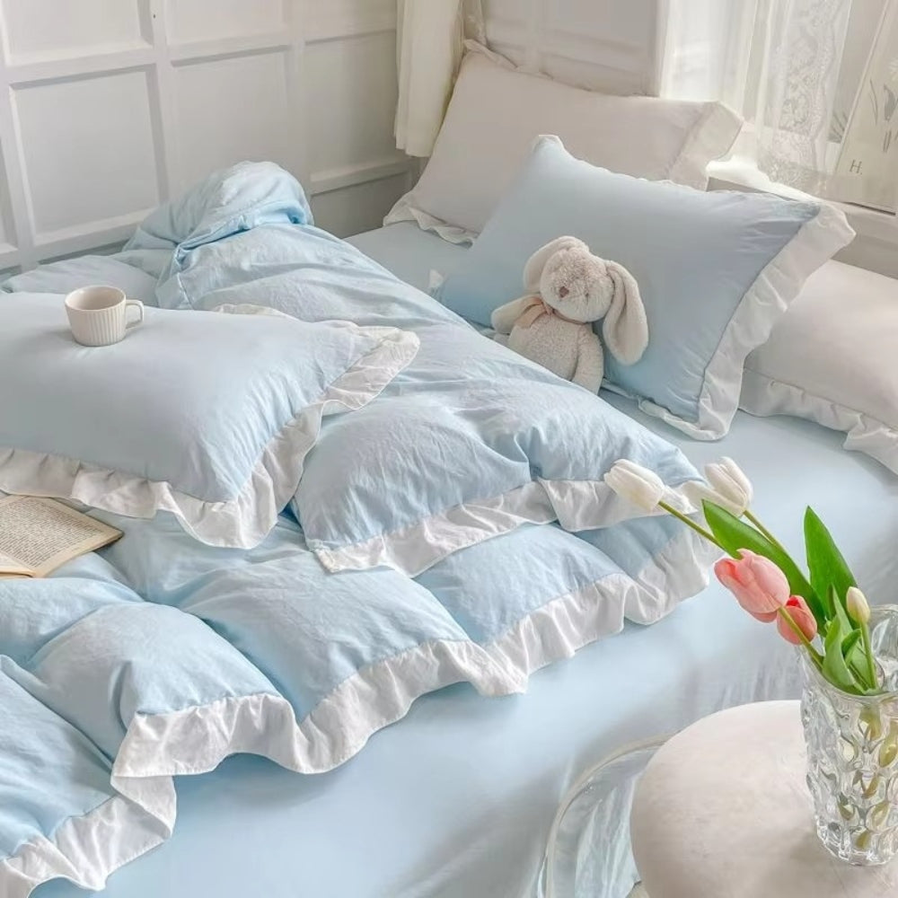 Cottagecore Ruffle Cotton 4-Piece Bedding Set for Cozy Decor-Orizon Depot