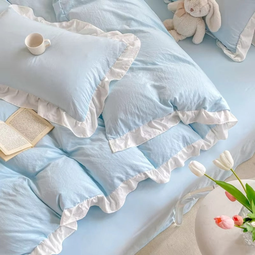 Cottagecore Ruffle Cotton 4-Piece Bedding Set for Cozy Decor-Orizon Depot